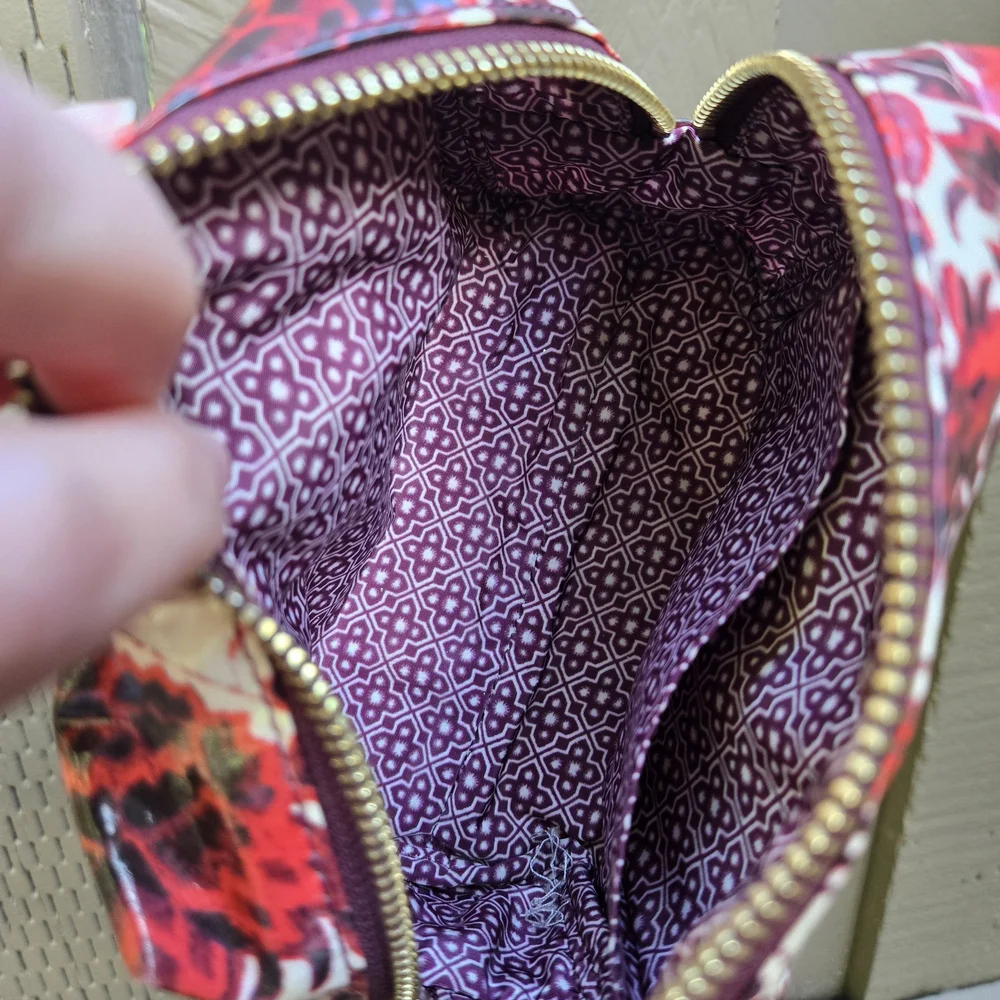 Tory Burch Red Floral Cosmetic Bag